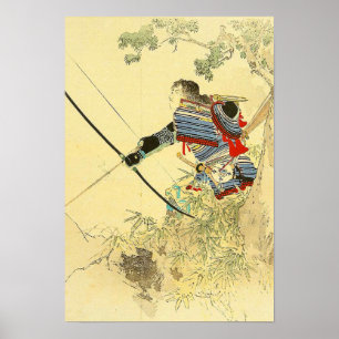 Poster Art Japonais - Un Samouraï Avec Arc À Longbow Et F