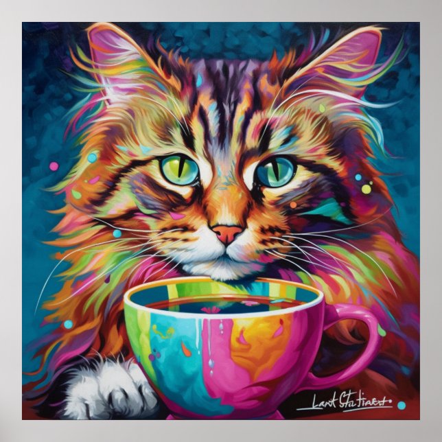 Poster Art latte de chats de Sibérie pour égayer votre jo (Devant)