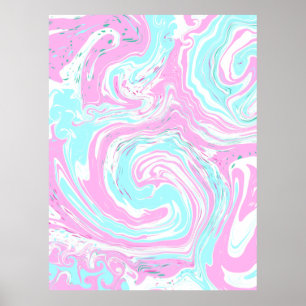 Poster Art Libre en Marbre Bleu Turquoise rose