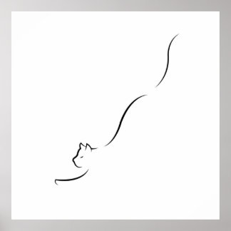Poster Art ligne Chat - dessin ligne chat minimaliste
