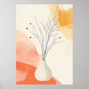 Poster art linéaire minimaliste, Art en ligne botanique b