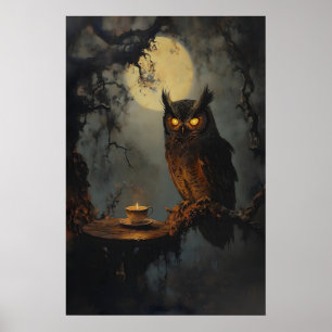 Poster Art lunaire mystique de la chouette Académie sombr