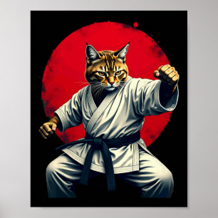 Poster Art Martial Japonais Judo Karate Chat Homme Femmes