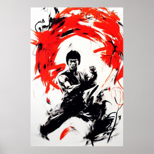 Poster Art Martial Kung Fu Peinture Sauvage Esprit Libre