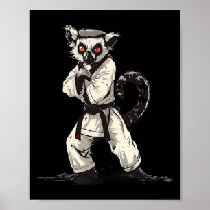 Poster Art martial Lémurien de kickboxing Judo Taekwondo