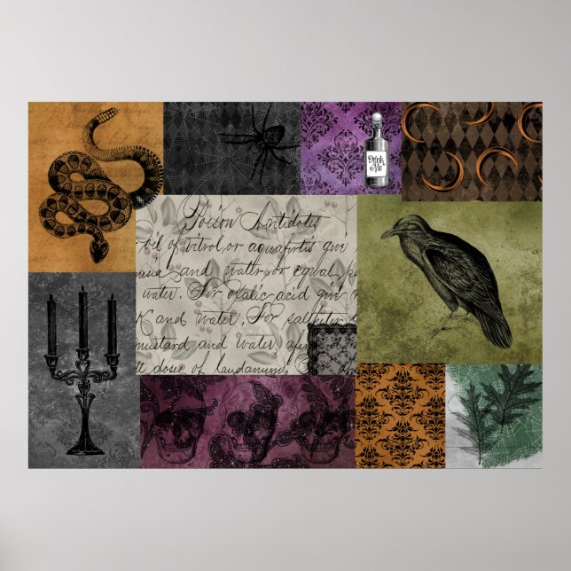 Poster Art médiéval d'Halloween gothique Éffrayant apothe (Devant)