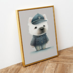 Poster Art minimaliste de chien : Policier caniche