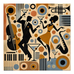 Poster Art minimaliste de l'ère du jazz du milieu du sièc