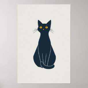 Poster Art minimaliste de ligne de chat - Elégant art mur