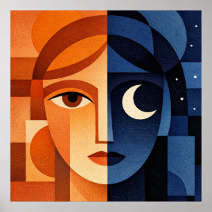 Poster Art minimaliste de visage féminin en terre cuite g
