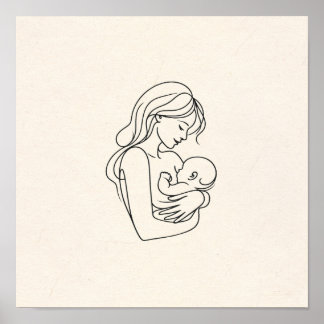 Poster Art minimaliste en ligne de Maman et Bébé