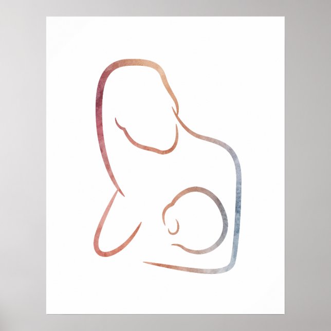 Poster Art minimaliste - Mère allaitante (Devant)