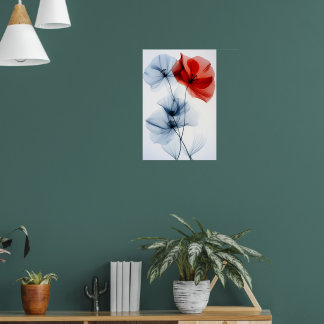 Poster Art minimaliste moderne, fleurs translucides