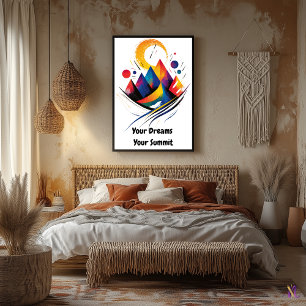 Poster Art minimaliste motivationnel abstrait de montagne