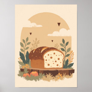 Poster Art minimaliste Rustique Pain Boho Mur