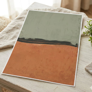 Poster Art minimaliste vert sauge et orange brûlé