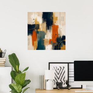 Poster Art Moderne Abstrait Or Navy Luxe Personnalisé
