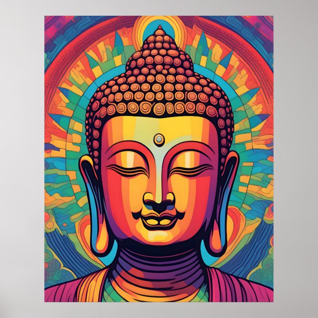 Poster Art moderne Abstrait | Portrait de Bouddha Calme (Devant)