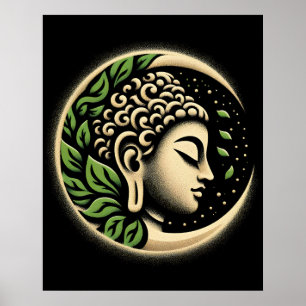 Poster Art Moderne Abstrait Profil Calme de Bouddha