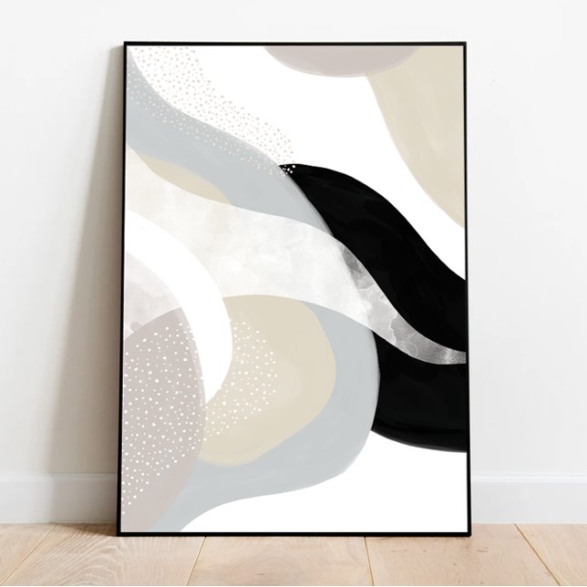Poster Art moderne blanc et gris, couleurs crème chic (Créateur téléchargé)