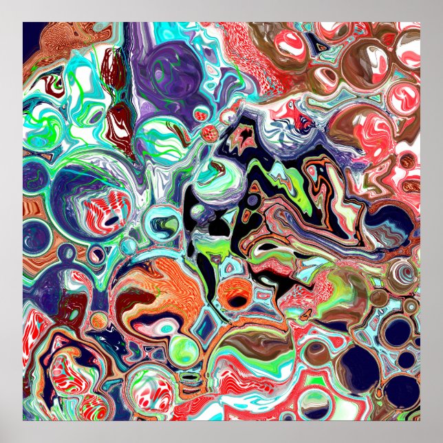 Poster Art moderne coloré Abstrait Fluid (Devant)