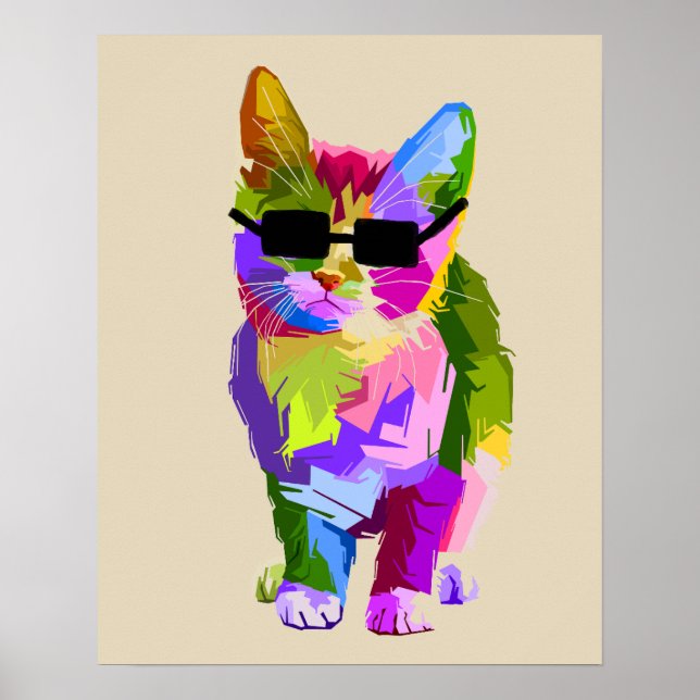 Poster Art moderne cool pop art chaton chaton (Devant)
