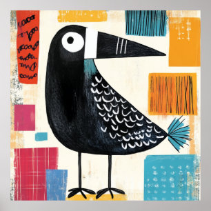 Poster Art moderne d'oiseau noir