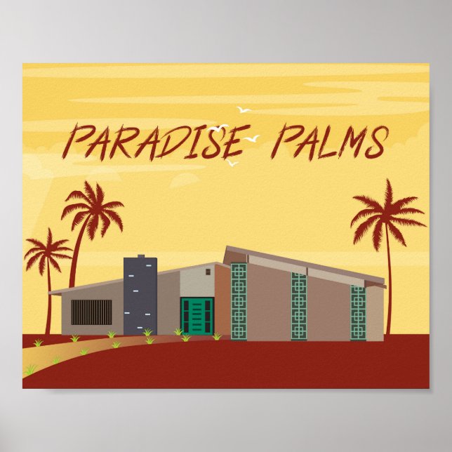 Poster Art moderne du milieu du siècle, Palms Paradise La (Devant)