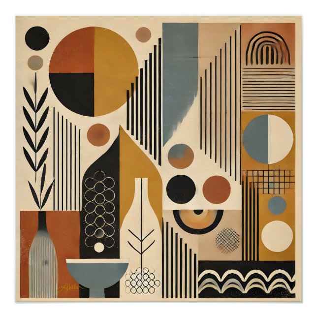 Poster Art Moderne Du Milieu Du Siècle Récolte Automne (Devant)