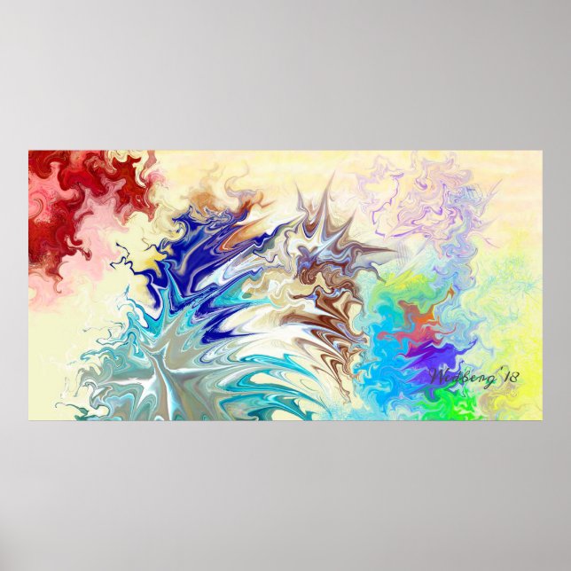 Poster Art moderne et coloré Art Abstrait original (Devant)