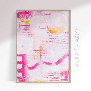 Poster Art moderne expressif rose abstrait peinture mural