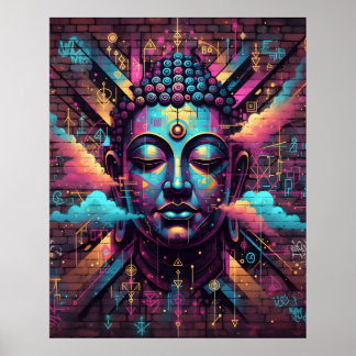 Poster Art Moderne inspiré des Graffiti | Bouddha méditan