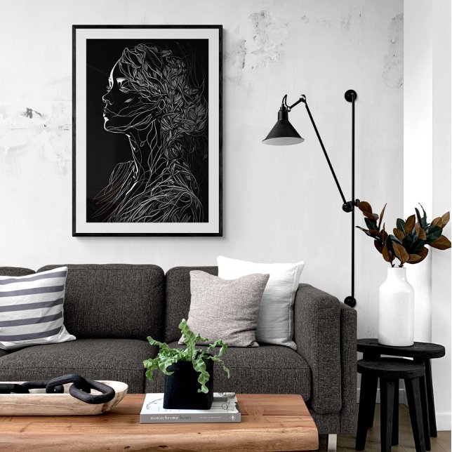 Poster Art Moderne Line Portrait femme Ai Art (Créateur téléchargé)
