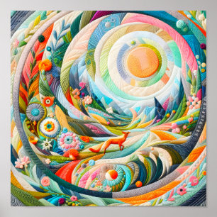 Poster Art Moderne Rebrodé Look Printemps Paysage