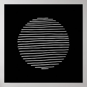 Poster Art monochrome Abstrait à bande minimale
