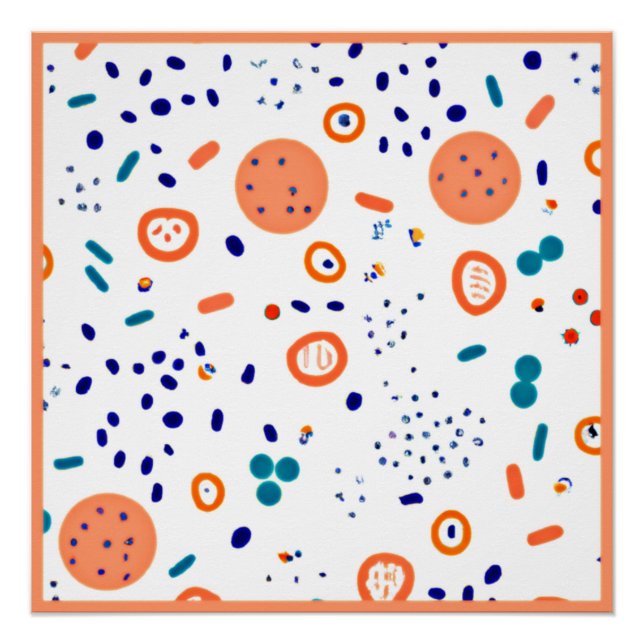 Poster Art Motif de style orange (Devant)