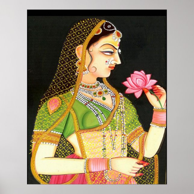 Poster art mughal, fille indienne (Devant)