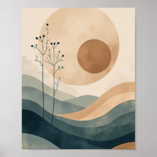 Poster Art mur Abstrait d'inspiration zen avec lignes dou
