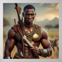 Art Mur Tribal Guerrier Africain