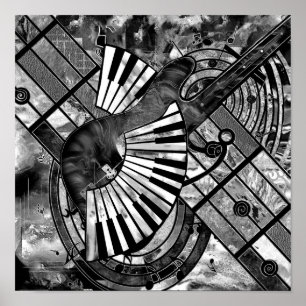 Poster Art musical Abstrait - Textures mixtes en niveaux 