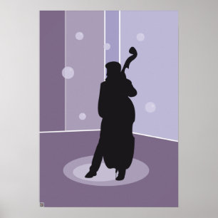 Poster Art musical minimaliste silhouette de contrebasse