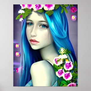 Poster Art mystique   Belle Fée Bleue