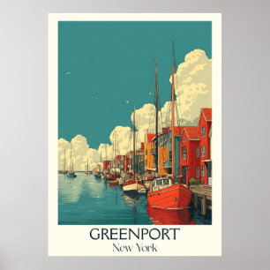 Poster Art nautique du port Vintage de Greenport New York
