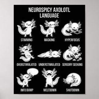 Poster Art Neuroépicé Axolotl Autisme Tdah Stimming