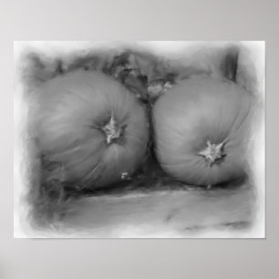 Poster Art Noir Et Blanc citrouille Nature Imprimer