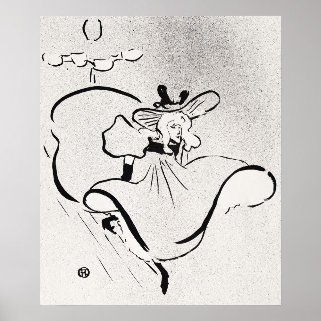 Poster Art noir et blanc Jane Avril par Toulouse Lautrec (Devant)