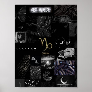 Poster art noir et simpliste de Capricorne