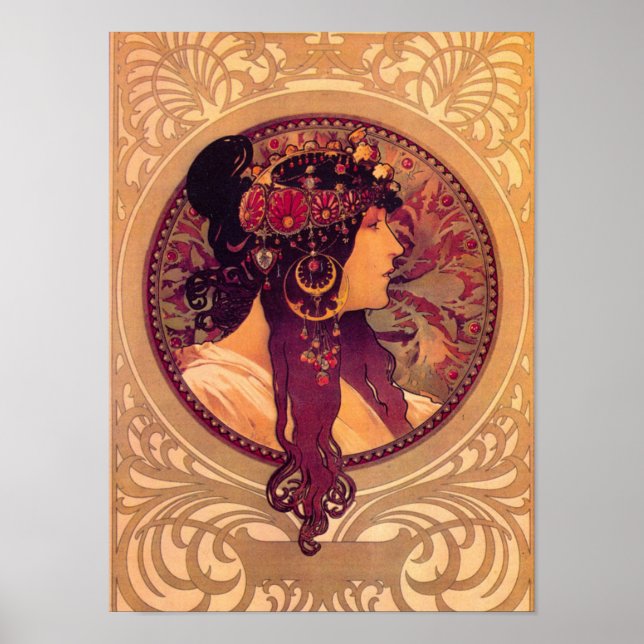 Poster Art nouveau Alphonse Mucha Donna élégante femme (Devant)