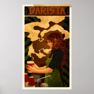 Poster Art Nouveau Barista (poster/imprimer)