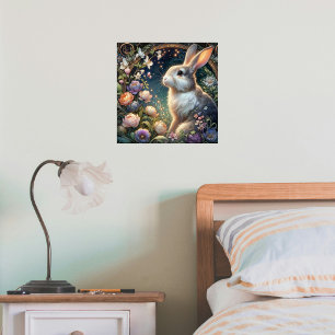 Poster Art Nouveau Bunny Bunny floral Elégance